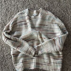 American Eagle Cream Multicolor Knit Sweater